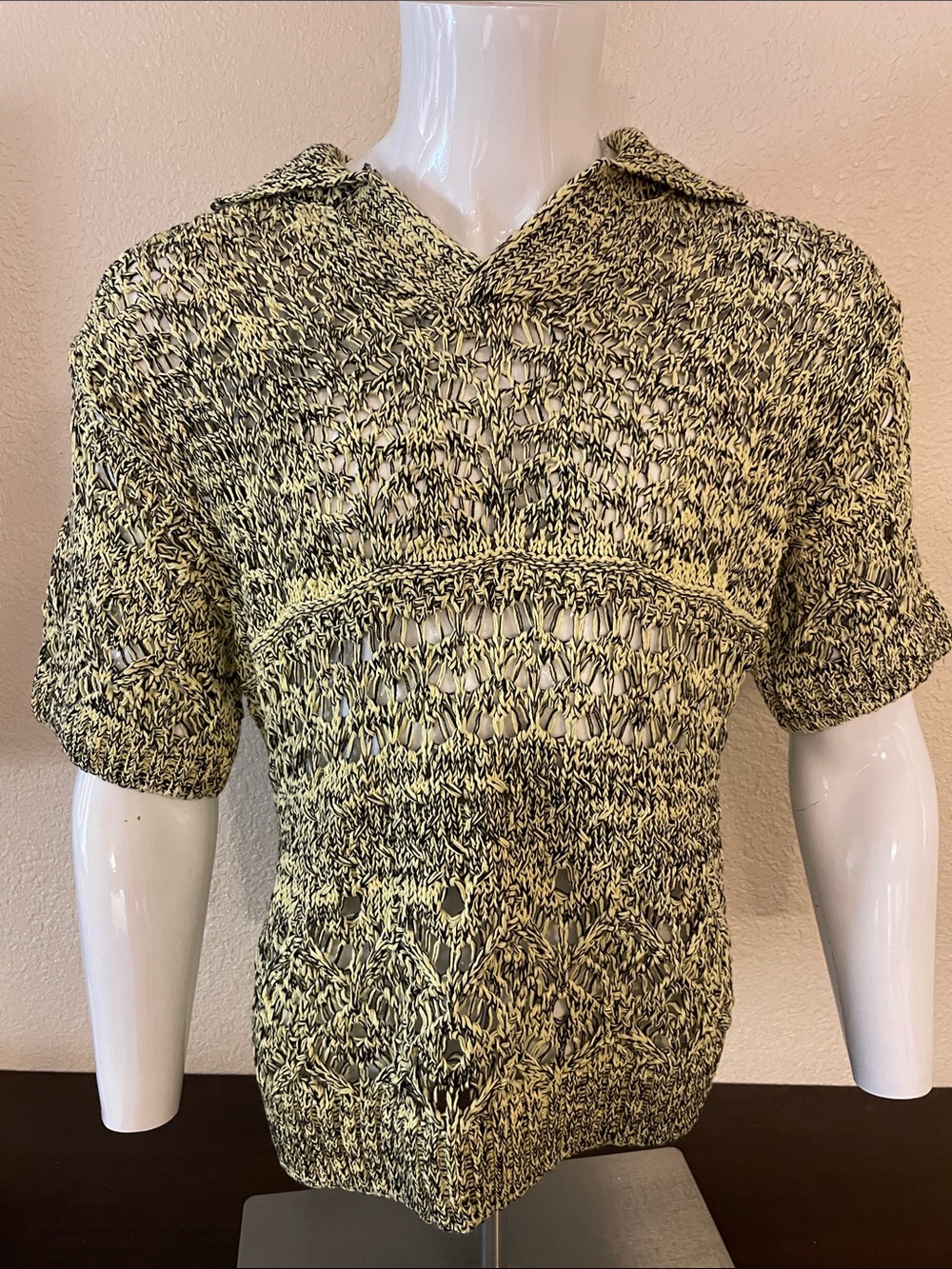 Green n black  crochet button up shirt #crochet #summer